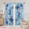 2D flat printing 2pcs Drapes blue flowers Durable Polyester  Without Electricity summer party decorations Perfect for Indoor