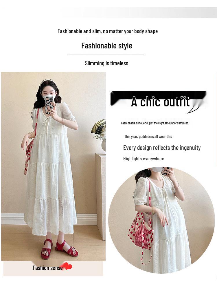 Maternity Summer Dress 2026: Simple, Fashionable Korean Loose Fit Plus Size with Embroidery