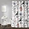 Cute Cat Cartoon Pet Cat Kitten Bathroom Curtain,Cat Paw Print Cat Lover Bath Curtain Polyester Waterproof Bathroom Curtain Wi