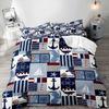 Anchor Bedding Set Nautical Sailboat Duvet Cover Wood Board Design Pattern Comforter Cover for Boys Ocean Theme Quilt Cover