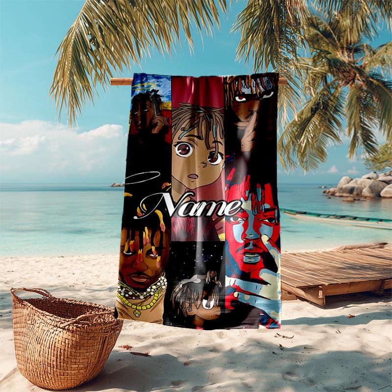 Personalized customized proof beach towel with Juice WRLD pattern - soft, absorbent,quick-drying,perfect swimming,camping&bathing
