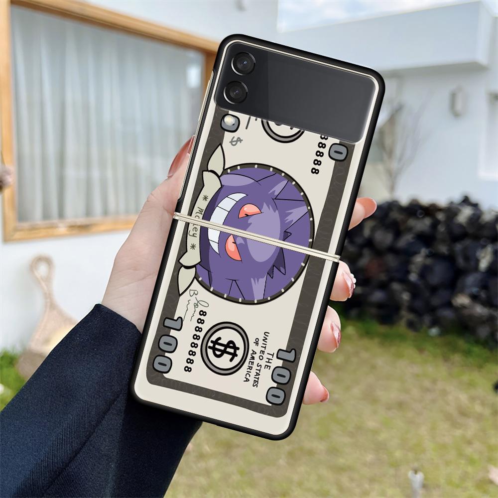 

Чехол для телефона Samsung Galaxy Z Flip 3 5G ZFlip3, черный твердый чехол, защита от падения, роскошный чехол, милый чехол с изображением покемонов Samsung Z Flip 3 5G