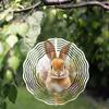 10-Inch Hanging Wind Chime with Rabbit Design 360° Hook Vibrant Green Orange Floral Basket Decor for Spring Summer Garden Gift