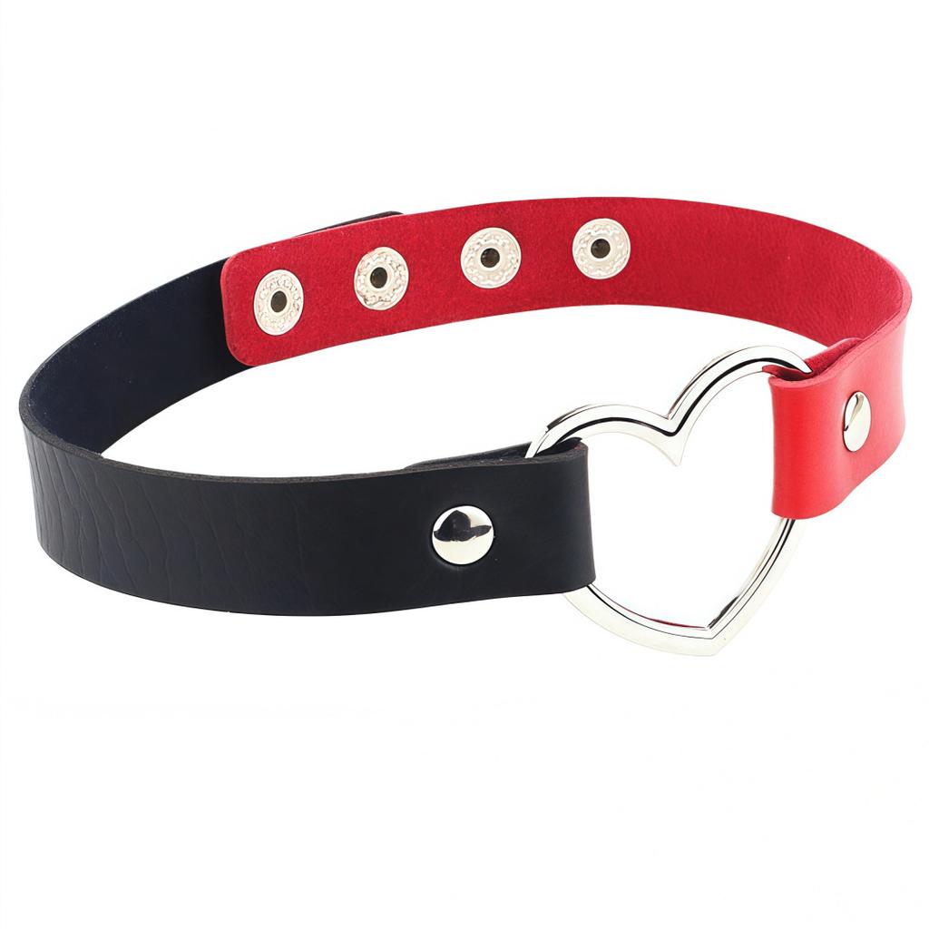 Eco-friendly PU Leather Four-buckle Harajuku Punk Style Love Collarbone Chain Peach Heart Collar Neck Strap Women's Necklace Choker Neck Chain