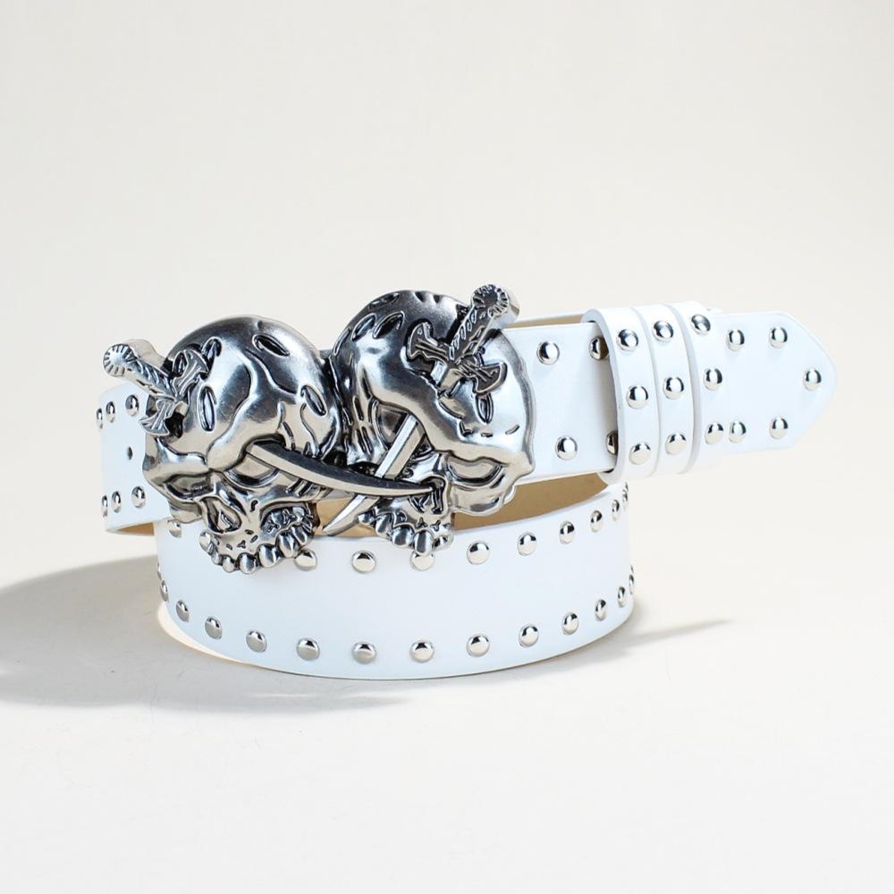 

Широкий ремень Willow Nails Punk Style с индивидуальными ретро-джинсами и черепом, универсальный ремень 110Cm long