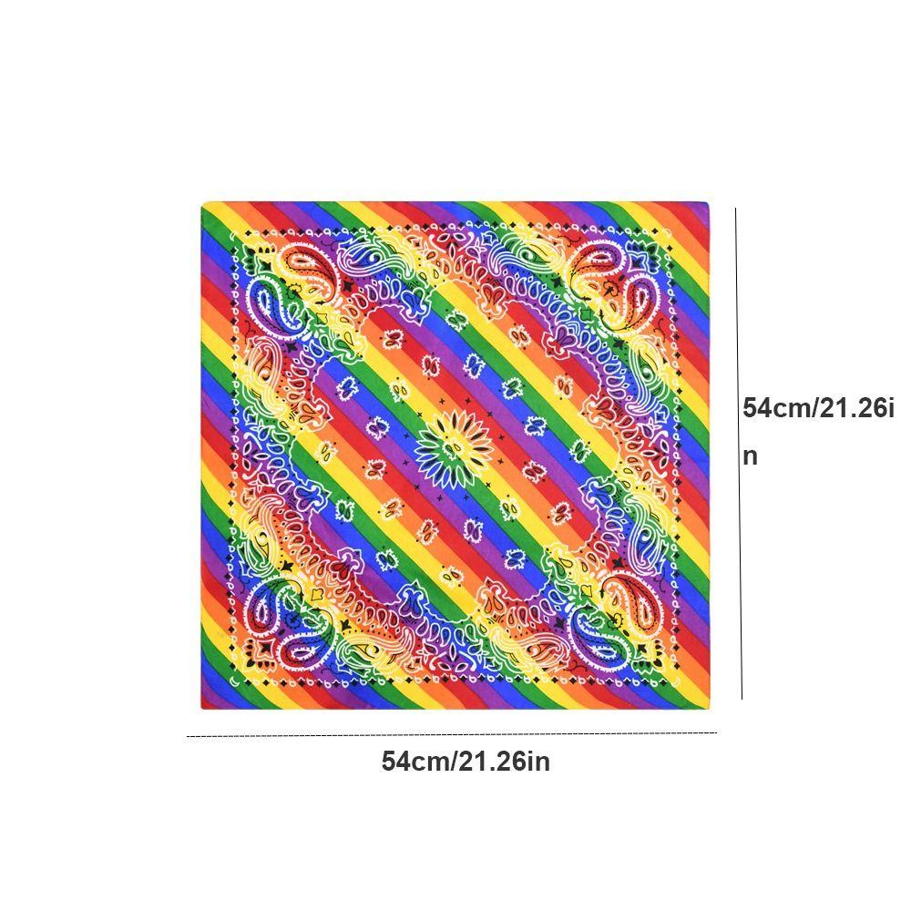 Trendy Style Rainbow Pocket Square Scarf Bandana Headband Wristband Neck Tie for Gay Lesbian Pride Festival Parade