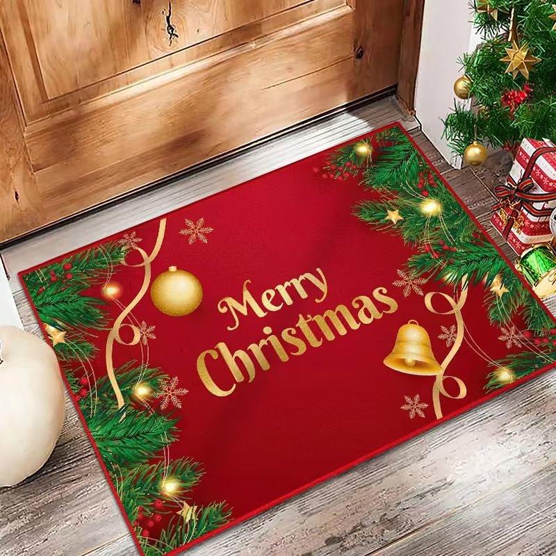 Christmas Welcome Doormat Indoor Outdoor Dirt-Resistant Entrance Doormat Bedroom Living Room Sofa Decorative Floor Mat
