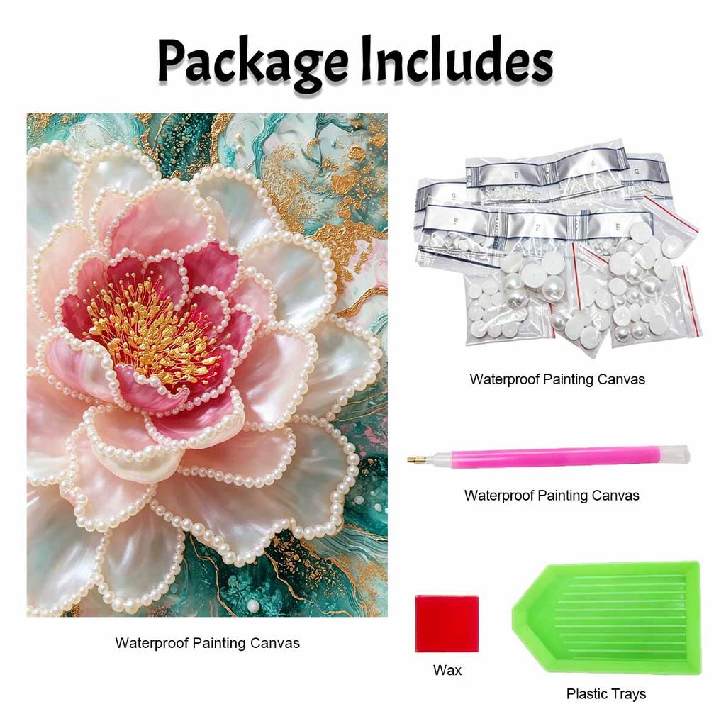 DIY rahmenloses Perlenkunst-Malset Elegante rosa Pfingstblume 3D-Perlenleinwand Handgefertigtes Bastelset für Erwachsene Wanddekoration Geschenk