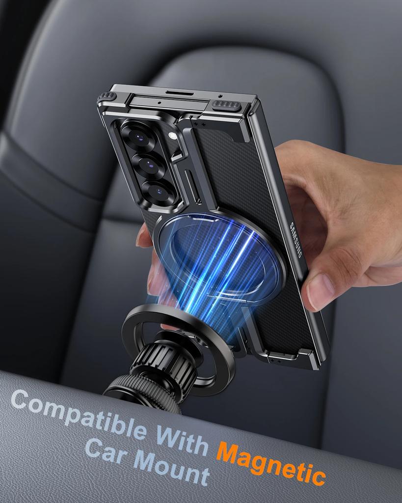 Custodia Oatsbasf per Samsung Galaxy Z Fold 6 5 Cover Magnetica per Telefono con Supporto Kickstand Magsafe Sottile Resistente agli Urti Cover in Metallo per Telefono