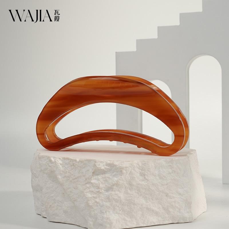 WJia Acetate France Hollow Moon Large Hair Clip - Textured High-End Shark Clip for Women