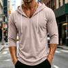 Men's Loose Fit Casual Hoodie Lightweight Pullover with Three Quarter Sleeve Drawstring Hooded Shirt for Everyday Wear