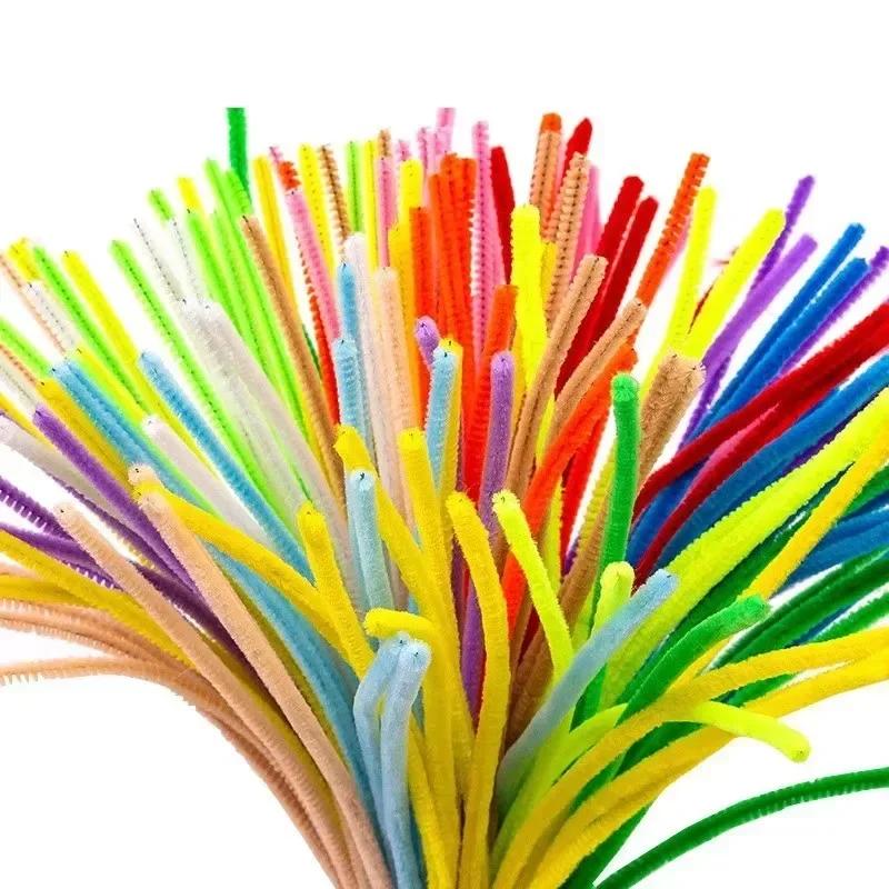 300/10Pcs Colorful Plush Chenille Sticks Pipe Cleaners Bending Plush Wired Sticks Kids DIY Crafts Wedding Decor Chenille Stem