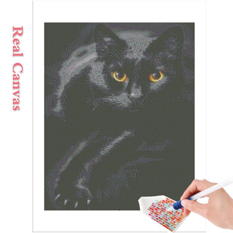 5D DIY Diament Malarstwo Pełne Kwadratowe/Okrągłe Wiertło Ciemny kot Diament Haft Zestawy Cross Stitch Home Decor Prezent