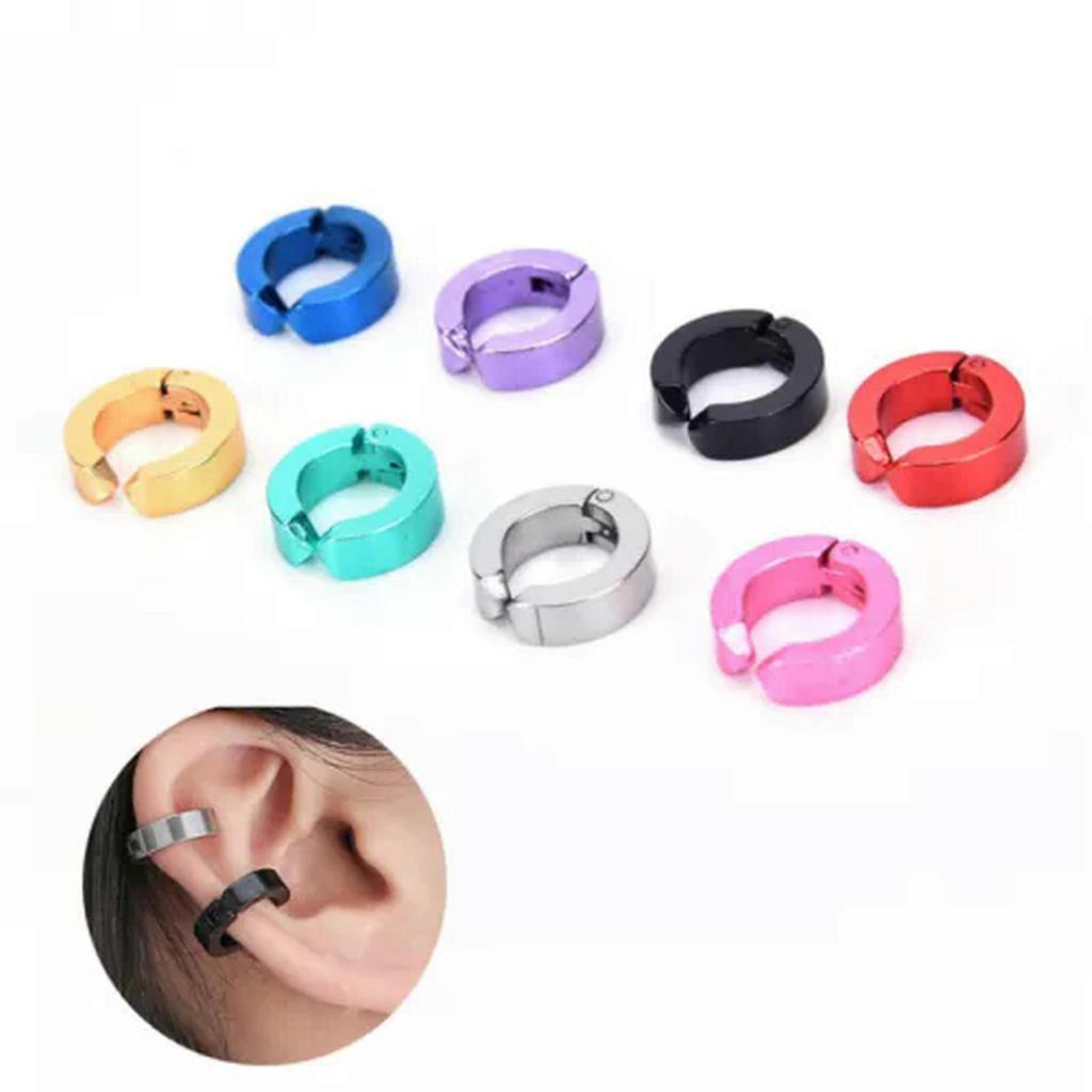 RSAMD Man Titanium Steel Ear Clip Without Pierced EarsBuckle Women Earring Y~NA-Blue