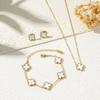 3PCS Titanium Steel Clover Necklace Bracelet Earrings Three Piece Jewelry Set