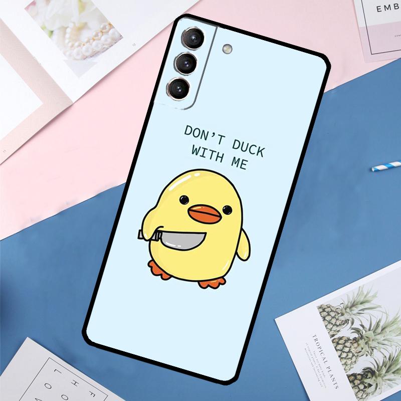 Cartoon Duck Knife Case For Samsung Galaxy S24 Ultra S21 S22 S23 S25 Ultra S9 S10 Plus S20 FE S25 FE Back Cover