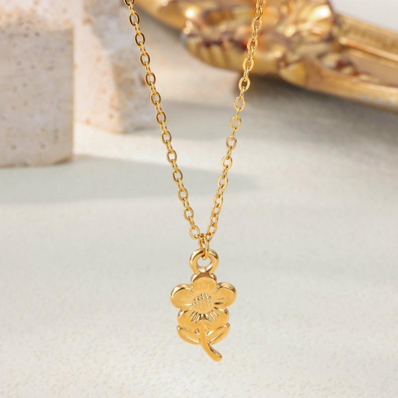 Neue exquisite Blume Titanstahl Halskette Damen nicht verblassende Vakuumbeschichtung k Edelstahl Schlüsselbeinkette