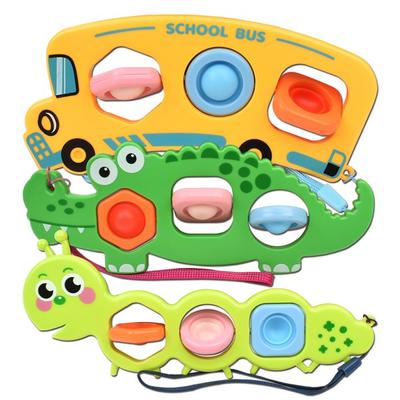 Oz Toy Poppin Bubble Push Pop Schlüsselanhänger Taktiles Entwicklungsspielzeug Raupe + Krokodil + Schulbus Set Koreanisches Kinderspielzeug