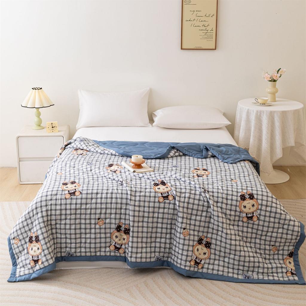 Soft Skin Friendly Summer Quilt Set or Single Quilts Lightweight Breathable Thin Comforter Sets Washable Single Double Blanket