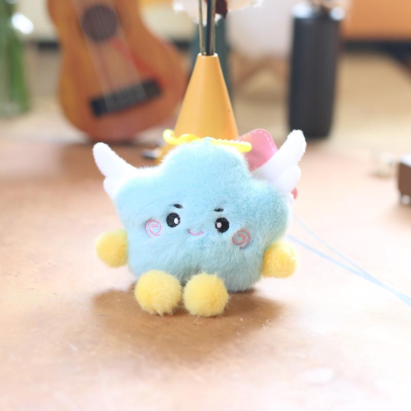 Cute Fluffy Star Keyring Plush Doll Adorable Cloud Bag Charm With Pp Cotton Filling