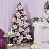 5pcs Glitter Pink Christmas Flowers Xmas Tree 14cm Artifical Flower Ornaments 2025 Merry Christmas Decoration For Home New Year