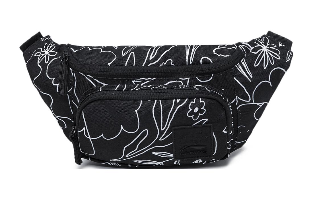 Li Ning Sports Life Collection Polyester Sling Bag, Fanny Pack Regular Unisex Black ABDT185-1