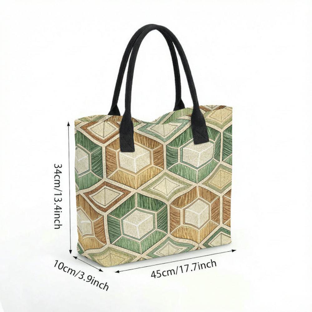 Geometric Pattern Tote Bag Casual Large Capacity Daily Shoulder Handbag