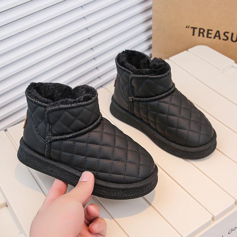 

Boys and girls snow boots, winter plush-lined, thickened and warm, girls loafers, children s cotton shoes, winter anti-slip 27Inner Length17.5cm чёрный