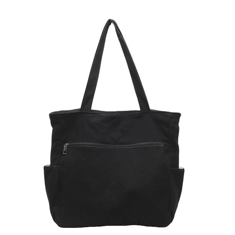 

Large capacity corduroy tote bag women s new casual retro shoulder hand satchel commuter bag Length 45cm Width 13cm Height 39cm чёрный