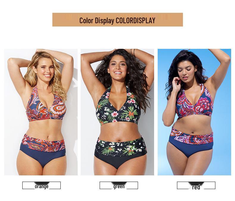 Europäischer & Amerikanischer Übergröße Sexy Print Bikini Set - Damen Zweiteiliger Badeanzug
