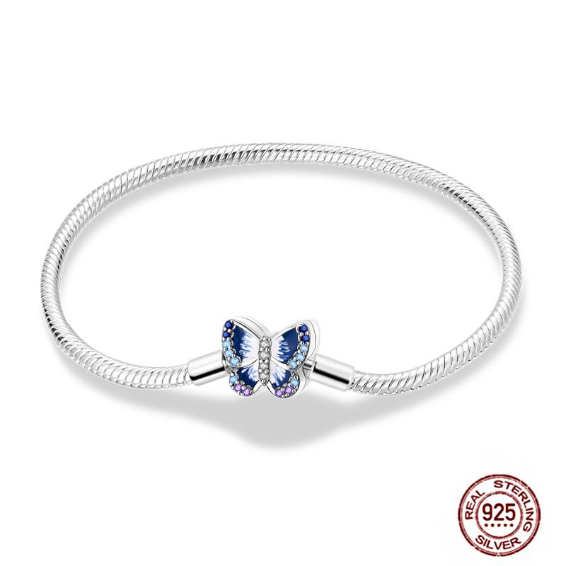 Bracelet Silver 925 Original 17-20CM Star Moon Heart Butterfly Paw Print Zircon Bracelets Fit DIY Charms Birthday Jewelry Gifts