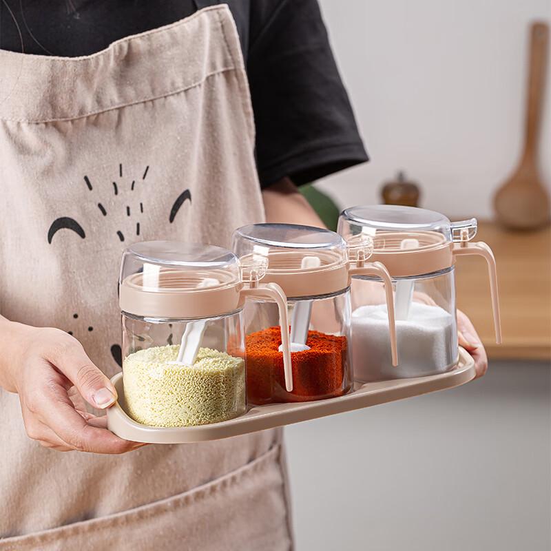 Glas-Würzgläser-Set mit Tablett