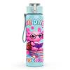 1PC Cute Pink Monster Cartoon Design 750ml Color Plastic Sports Water Bottle Leakproof Flip Straw Lid Suitable for Sports Office Home Use