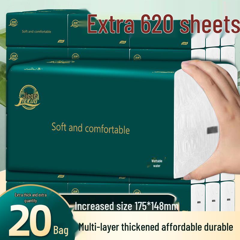 Zhang Extra Large Dual-Use Facial Tissues: Thick, Dry & Wet, Whole Box Household Pack