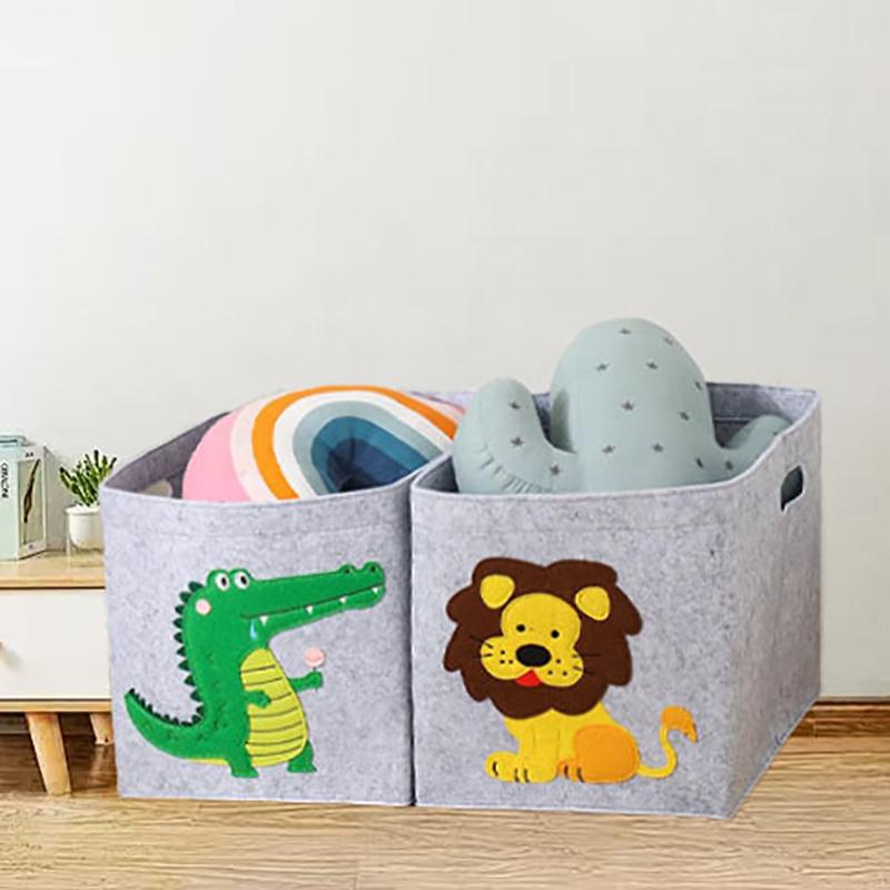 Cub pliabil Cutie de depozitare pentru jucării, cutie organizatoare pentru jucării pentru copii, coș de depozitare din pânză din pâslă, pentru coșuri de jucării pentru creșă de animale din desene animate