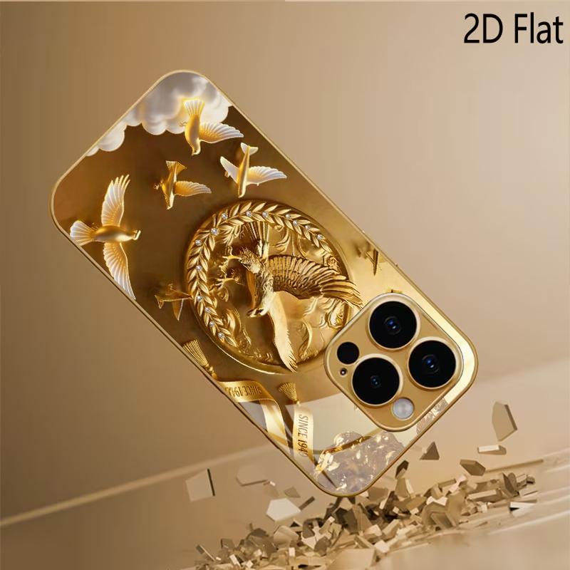 Eagle emblem Patterned tempered glass design for iPhone16 17 Pro Max 15 14 13 12 11 ProMax Phone Case Camera Cover Shockproof H