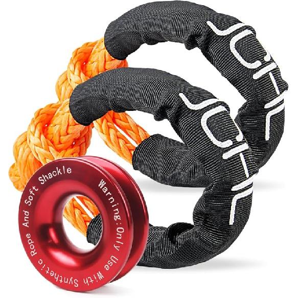 Soft Shackle Synthetic Road Recovery Rope 1/2' X 23 Inch 56000LBS Breaking Strength Tow Shackles For Sailing SUV Off Road Towing ATV Recovery 2 Pack