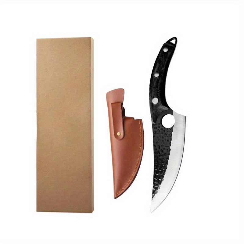 

1 шт. Кухонный нож ручной ковки из нержавеющей стали, нож для обвалки с деревянной рукояткой, 5 дюймов, шеф-повар, универсальный, для мяса, тесак с ножнами