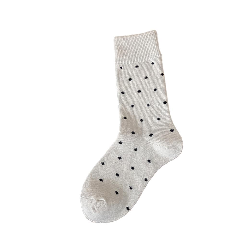 Polka Dot Wool Socks for Women In Autumn and Winter, Thickened Retro Mid-calf Pile Socks with Polka Dots