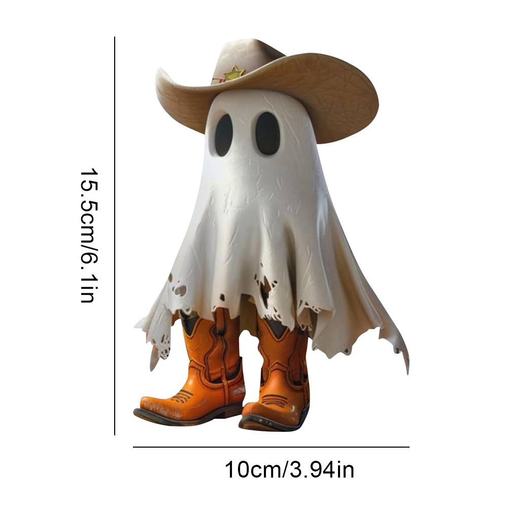 Halloween Resin Cute Ghost Statue Ghost Cowboy with Boots Ghost Ornaments Garden Statue for Tabletop Halloween Decor Ghost Decor