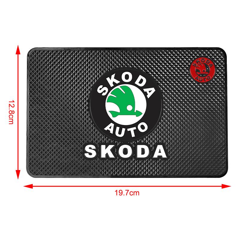 1Pcs Car Emblem Anti Slip Pad Phone Holder Non-Slip Mat Car Stlying For Skoda Octavia Superb Rapid Kodiaq Karoq Fabia Kamiq Roomster Citigo
