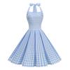 Checked, off-the-shoulder, figure-hugging, edgy, backless, sexy, pleated, vintage halter-neck dress