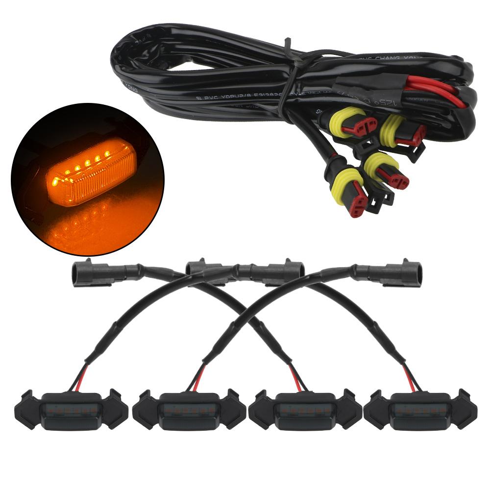 

4 шт./компл. 12 В автомобильная светодиодная решетка янтарного цвета комплект освещения передней решетки для Toyota Tacoma 2016-2020 гг. жёлтый