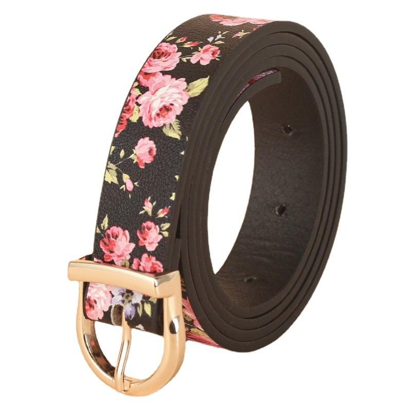 A Simple and Casual Belt with A Pin Buckle On The Lips and A Trendy Printed Fashion Strap, 2.4cm