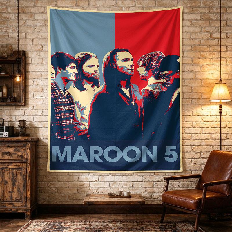 Maroon 5 Band Retro Red Blue Pop Art Concert Poster