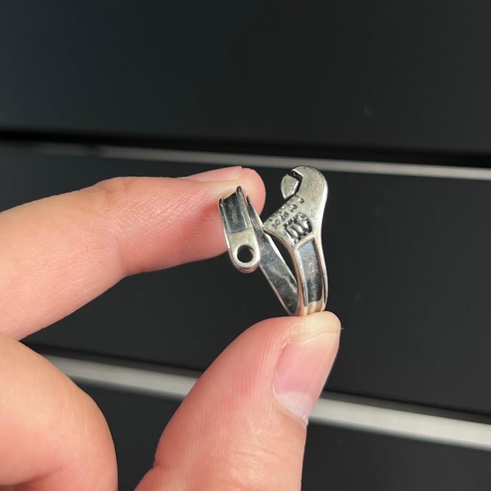 Heavy Duty Spanner Finger Ring Silver Plated Biker Jewelry Wrench-Shaped Open Ring Boys Girls