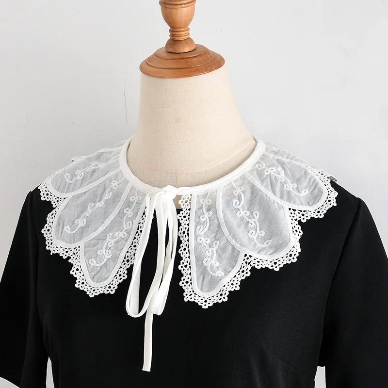 Women Fake Collars Shawl Vintage Solid Color Ladies Shirt Blouse False Collar Female Neck Ties Detachable Collar Dress Fuax Cols