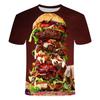 Summer Round Neck 3D Burger Print Top Fashionable Casual Fun Short Sleeved Men's and  Women's Unisex T-shirts