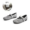 Woven hollow Mary Jane shoes women's breathable one-word strap single shoes women's 2025 new summer fashion commuter flats