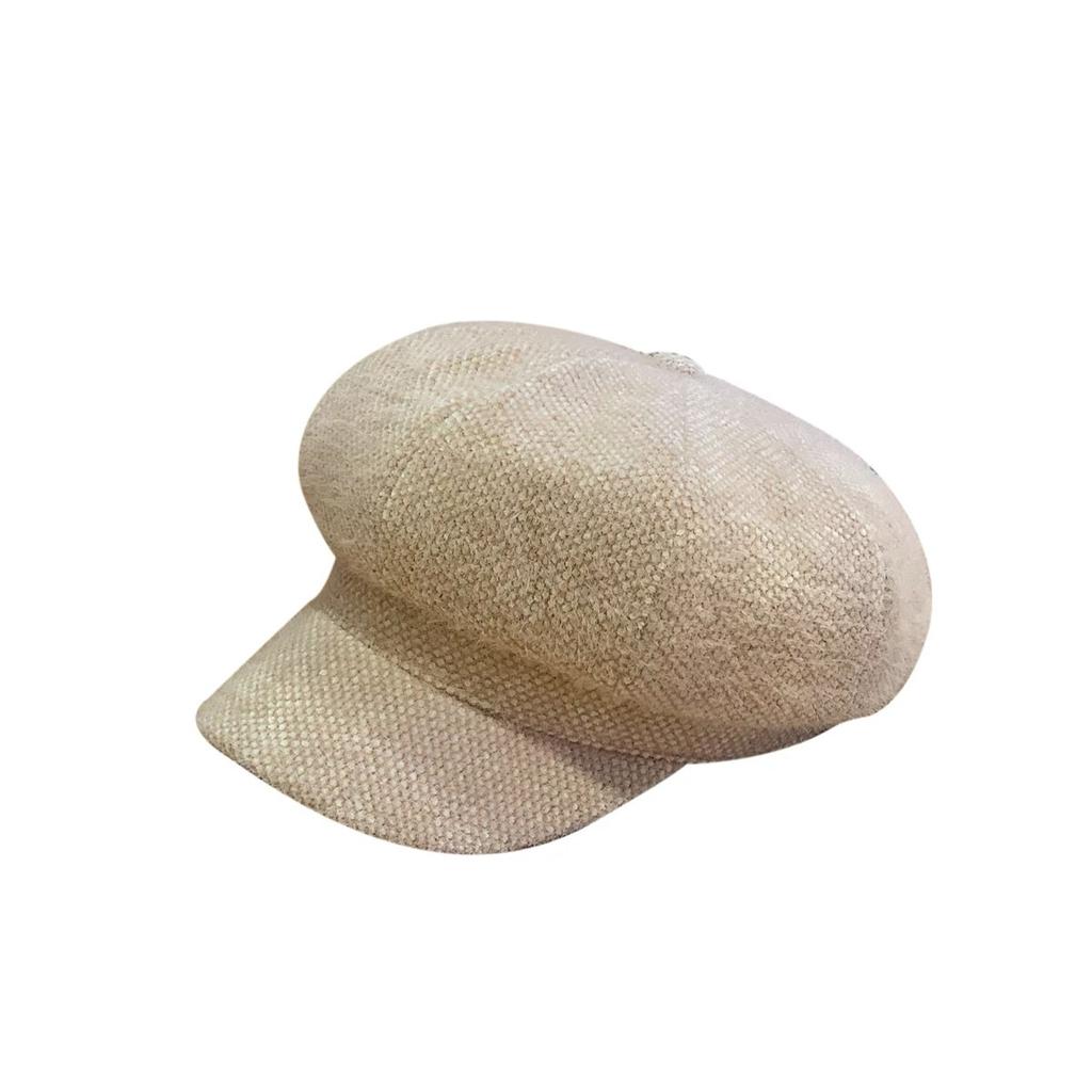 New Chenille Octagonal Cap  Peaked Cap for Women Korean Version Versatile Autumn and Winter Hat Warm Women's Solid Color Pumpkin Beret Trendy